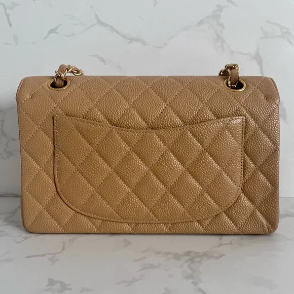 SOLD Vintage Chanel Small Double Flap Dark Beige Caviar - Picture 3 of 13